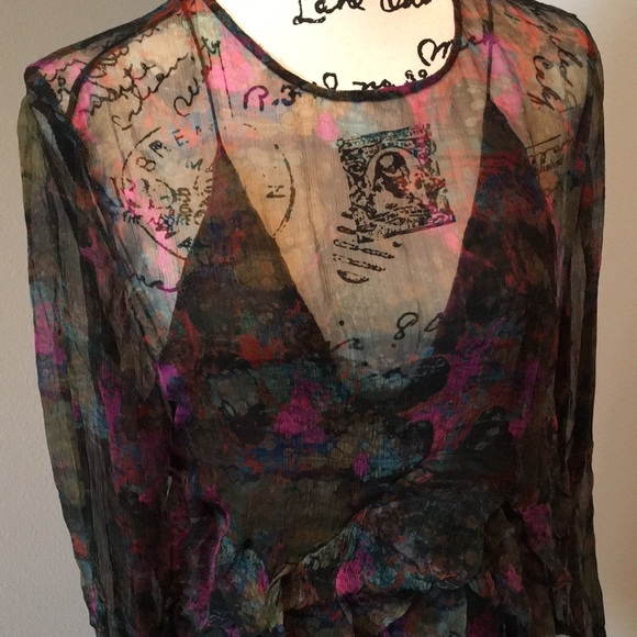 Ruffled Floral Printed Georgette Mini Dress - Picture 3 of 7